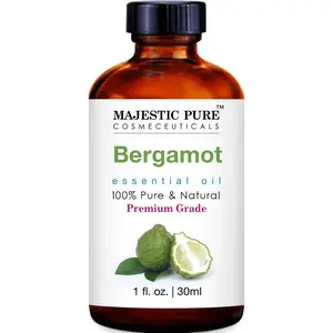 Bergamot Essential Oil, 100% Pure Natural Floral, 1 fl oz - Health Therapeutic Self Care Product for Stress Relief Aromatherapy